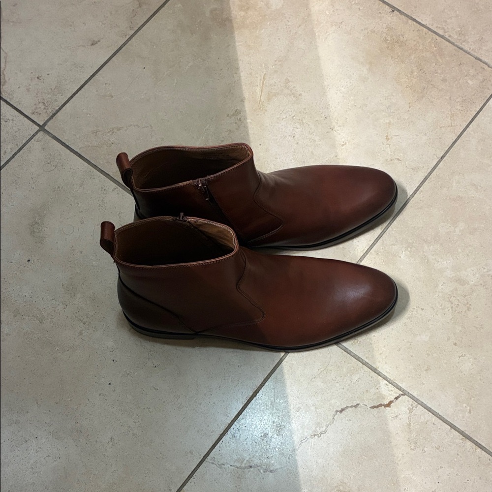 NWOB Giorgio Brutini Men's Leather Zip Up Ankle Boots in Rich Brown in Sz 13M